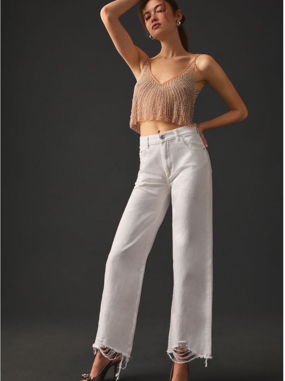 DL1961 vintage  Hepburn White High-Rise Wide Leg Jeans - Classic Women's Denim